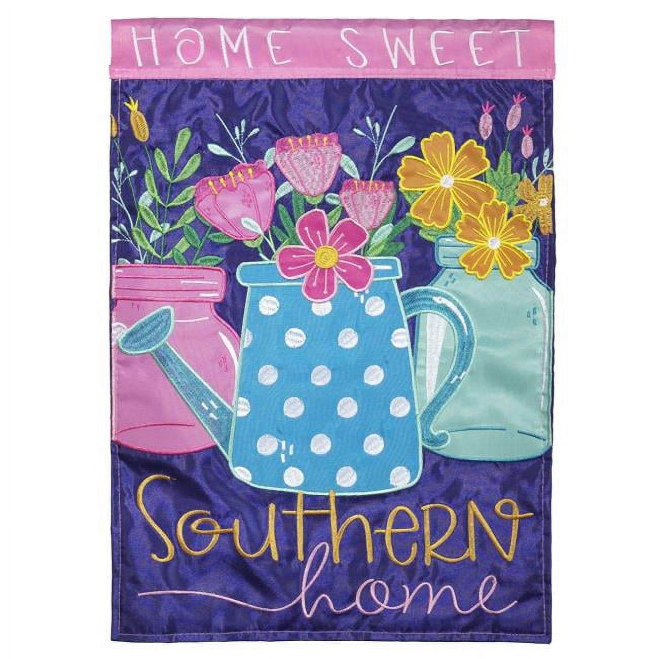 M011335 13 x 18 in. Double Applique Home Sweet Southern Polyester Garden Flag