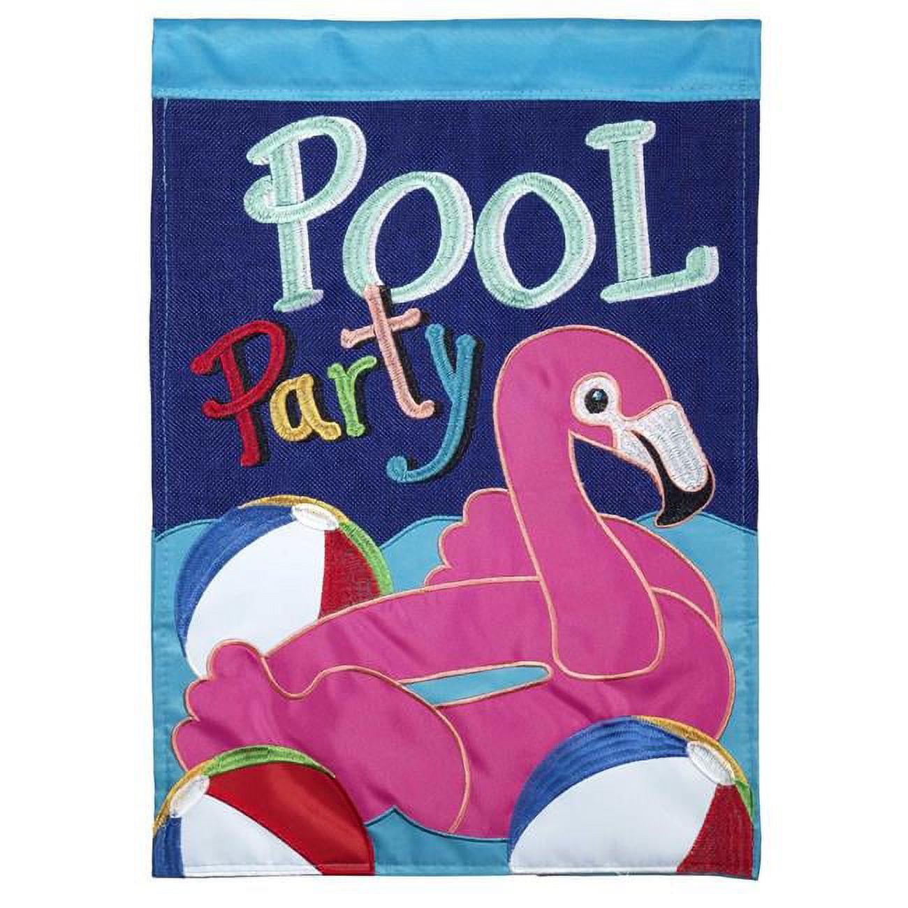 29 x 42 in. Double Applique Pool Party Burlap Garden Flag - Large