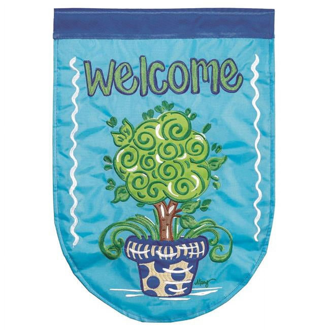13 x 18 in. Welcome Topiary Shaped Polyester Garden Flag