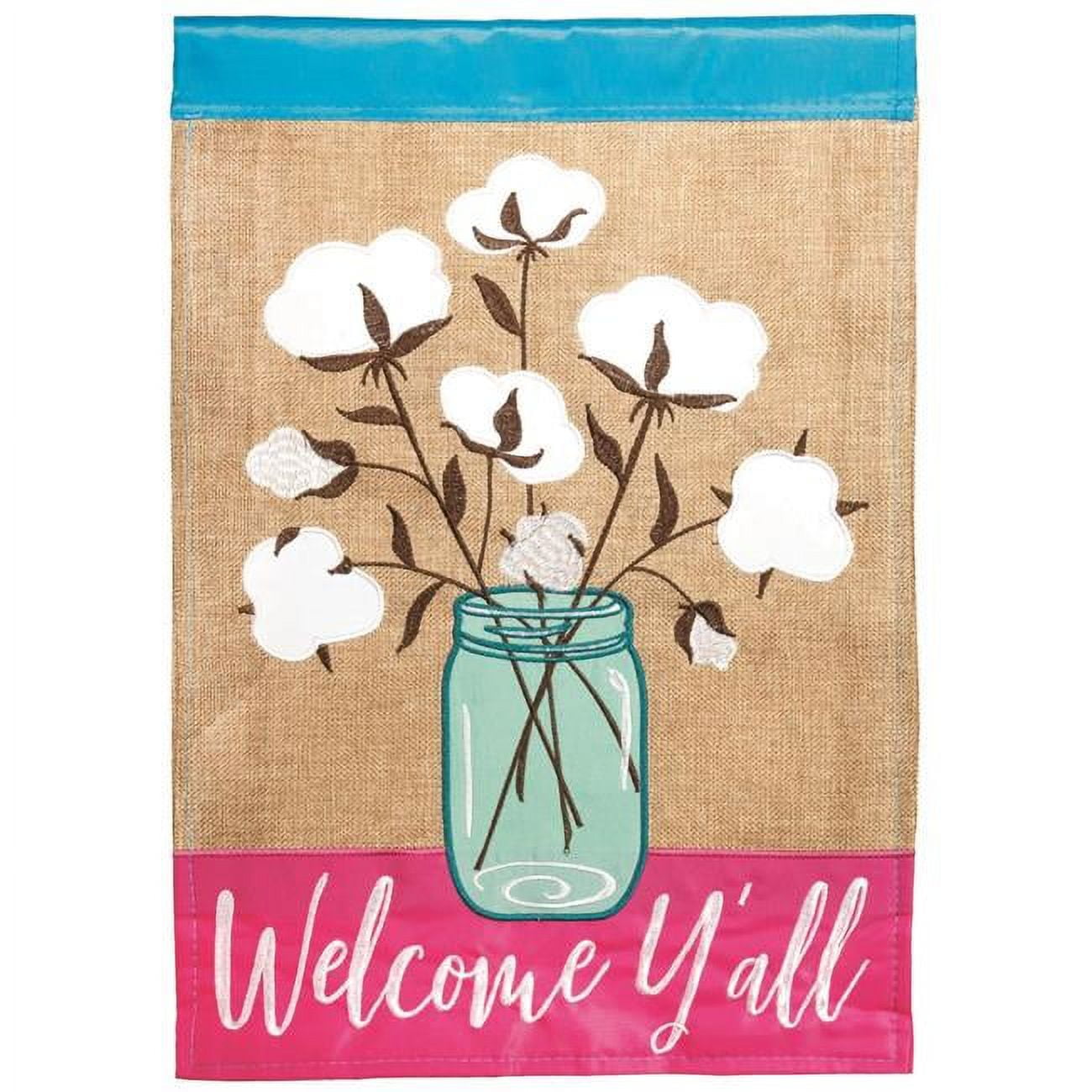 13 x 18 in. Double Applique Cotton Welcome Burlap Garden Flag