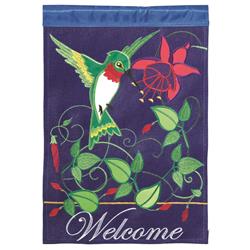 13 x 18 in. Double Applique Vistor Welcome Polyester Garden Flag