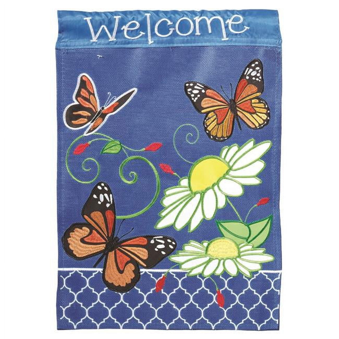 1008 13 x 18 in. Double Applique Butterfly Trio Polyester Garden Flag