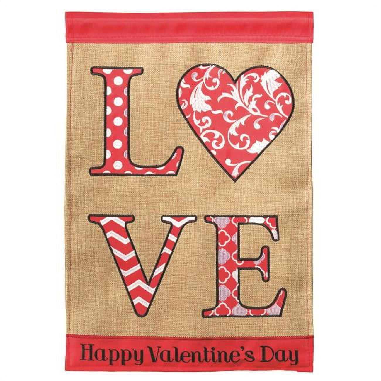 13 x 18 in. Double Applique Love Valentines Polyester Garden Flag