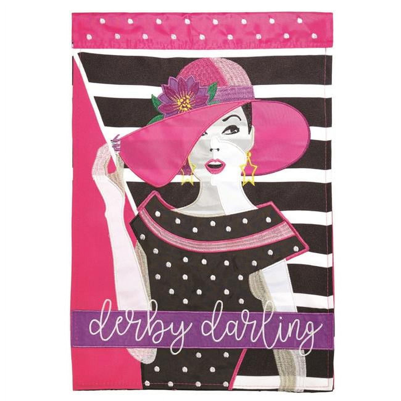 13 x 18 in. Double Applique Derby Darling Polyester & Print Garden Flag