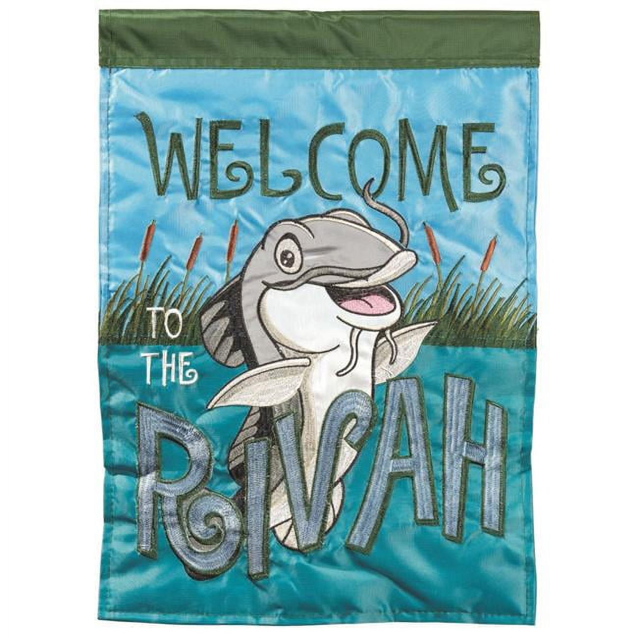 M011535 13 x 18 in. Welcome to the Riviah Flag Polyester Printed Garden Flag