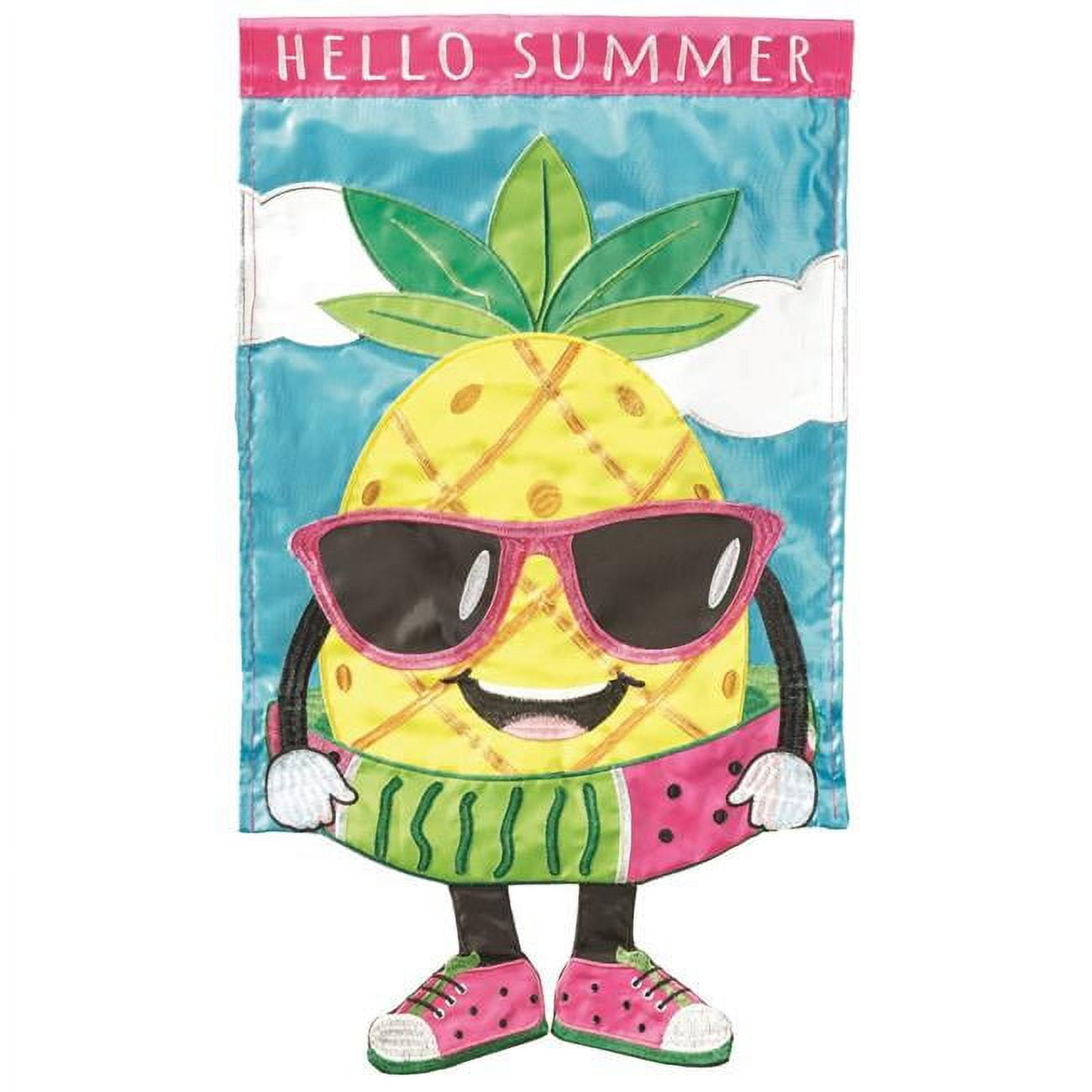 13 x 24 in. Hello Summer Pineapple Crazy Legs Flag