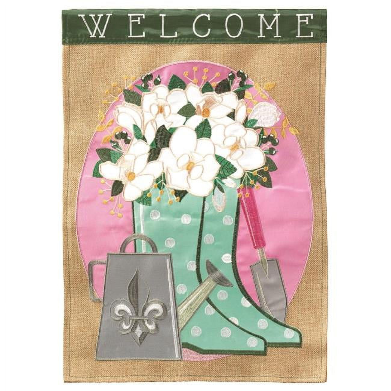 Welcome Fleur De Lis Rainboots Flag Garden Flag