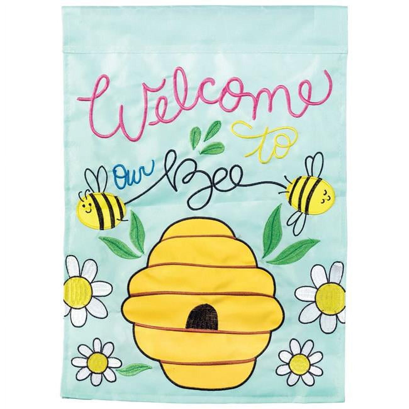 13 x 18 in. Welcome to Our Bee Hive Polyester Double Applique Garden Flag