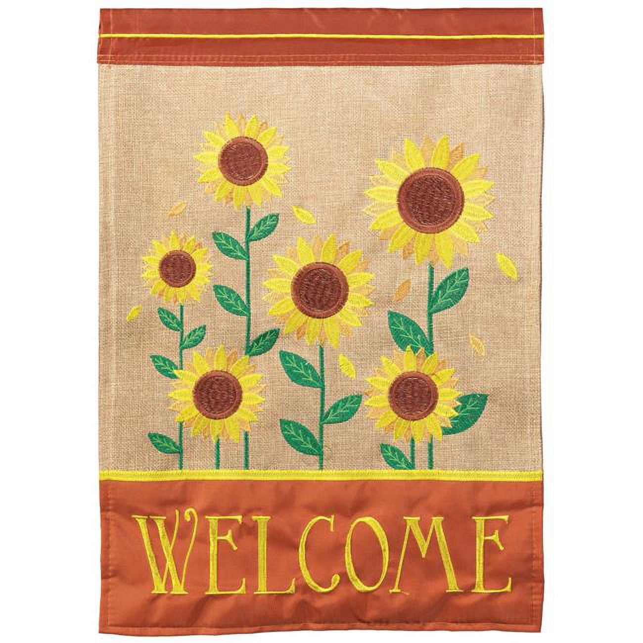 29 x 42 in. Sunflowers Welcome Burlap Garden Flag - Large