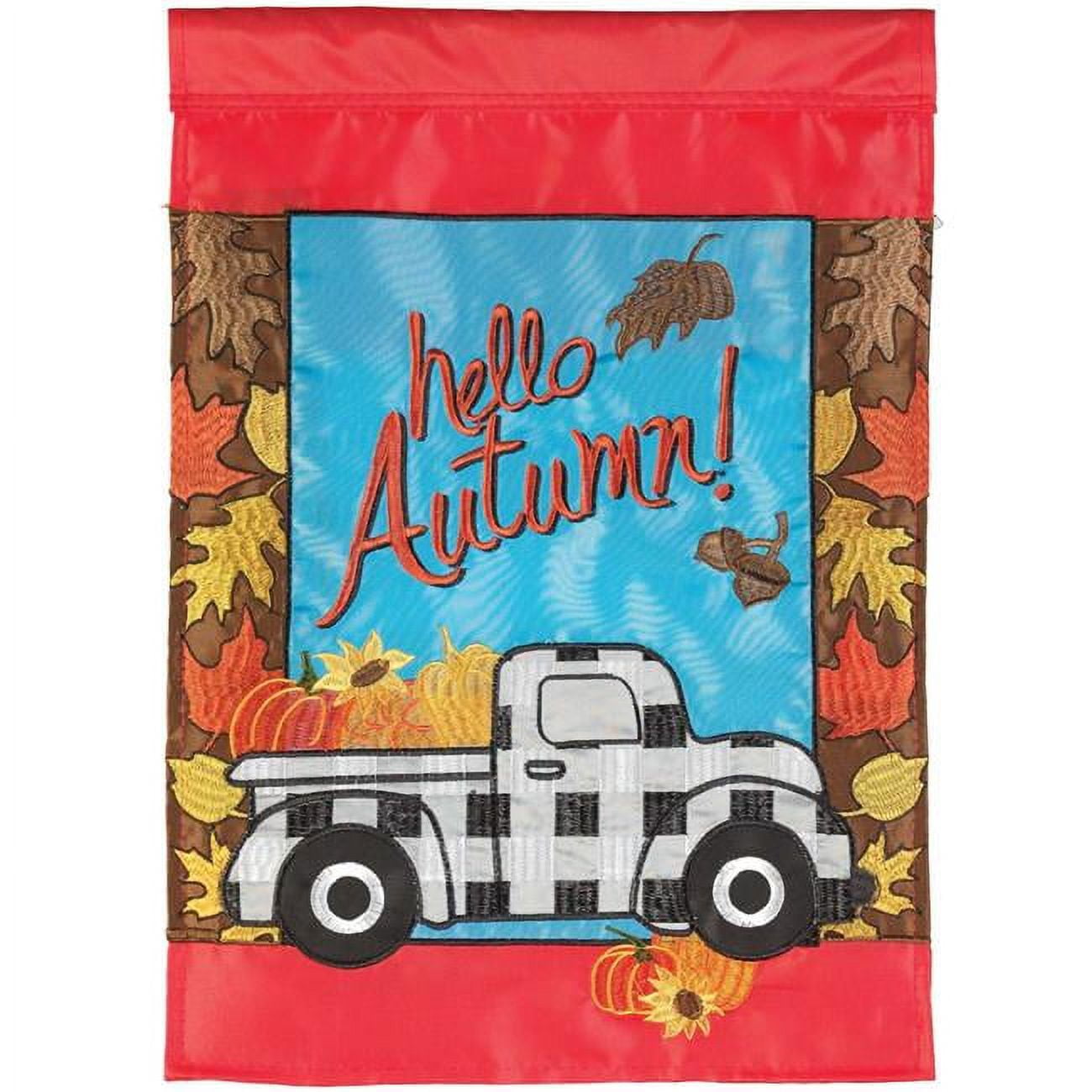 29 x 42 in. Hello Autumn Turck Polyester Flag - Large