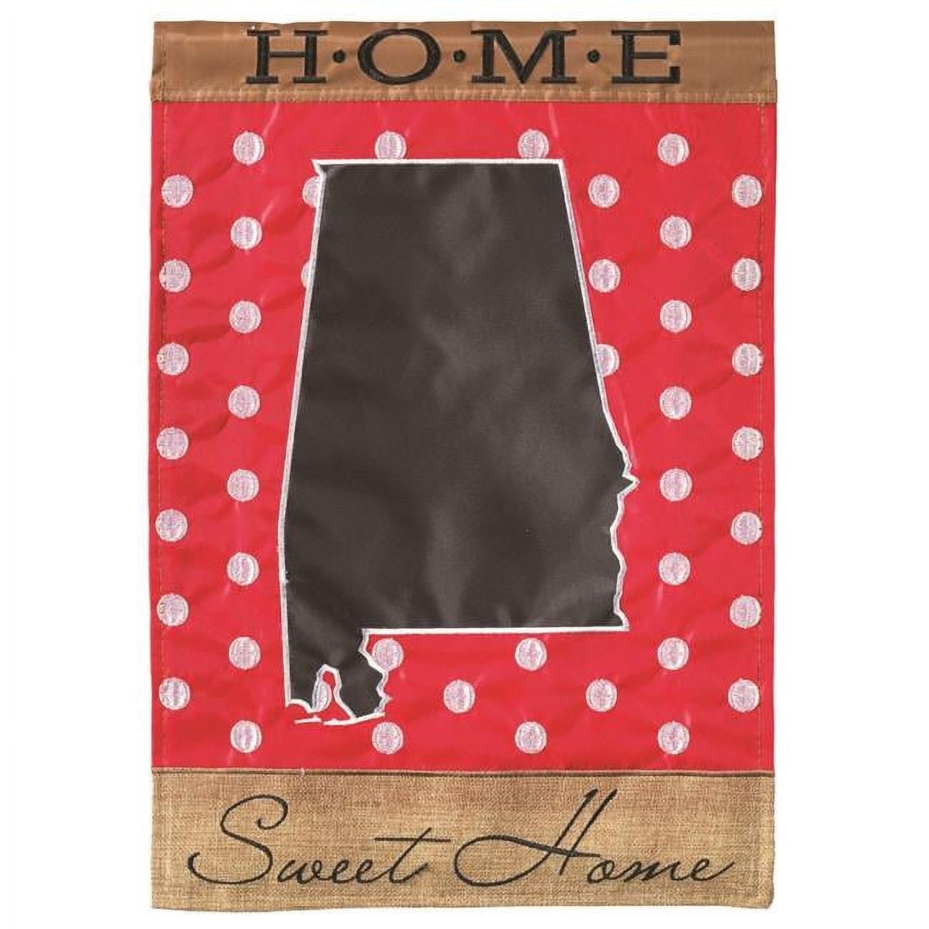 M010103 13 x 18 in. Double Applique Alabama Home Sweet Burlap Garden Flag