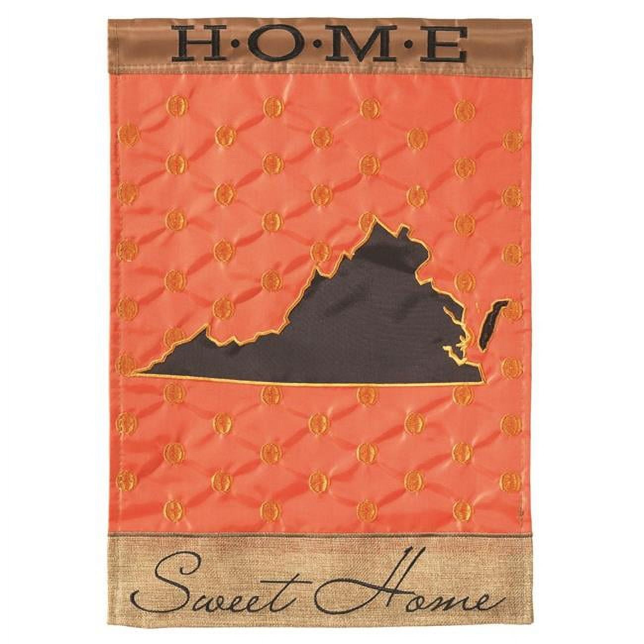M010104 13 x 18 in. Double Applique Virginia Home Sweet Burlap Garden Flag