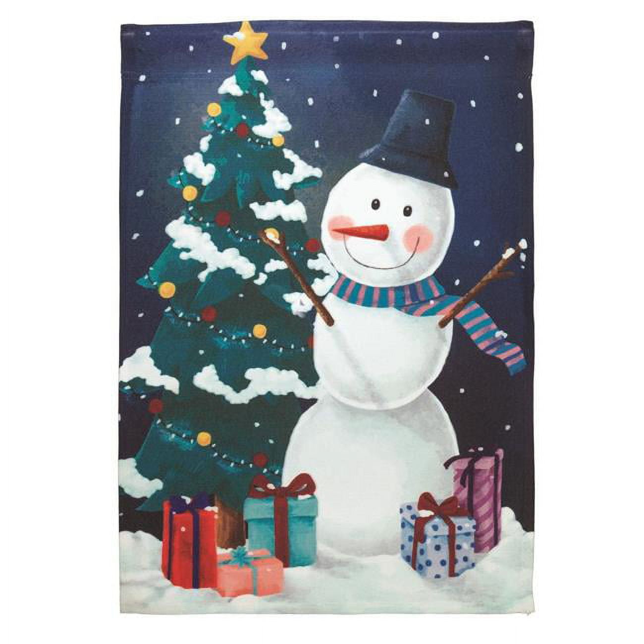 30 x 44 in. Print Snowman & Tree Polyester Garden Flag - Large