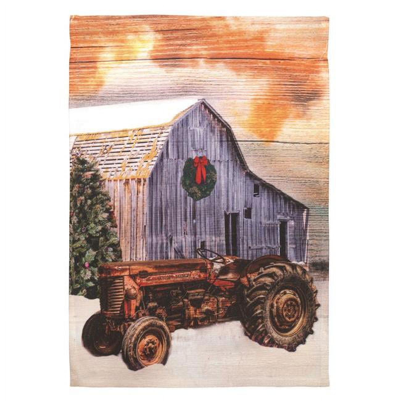 30 x 44 in. Print Tractor In Snow Polyester Garden Flag - Large