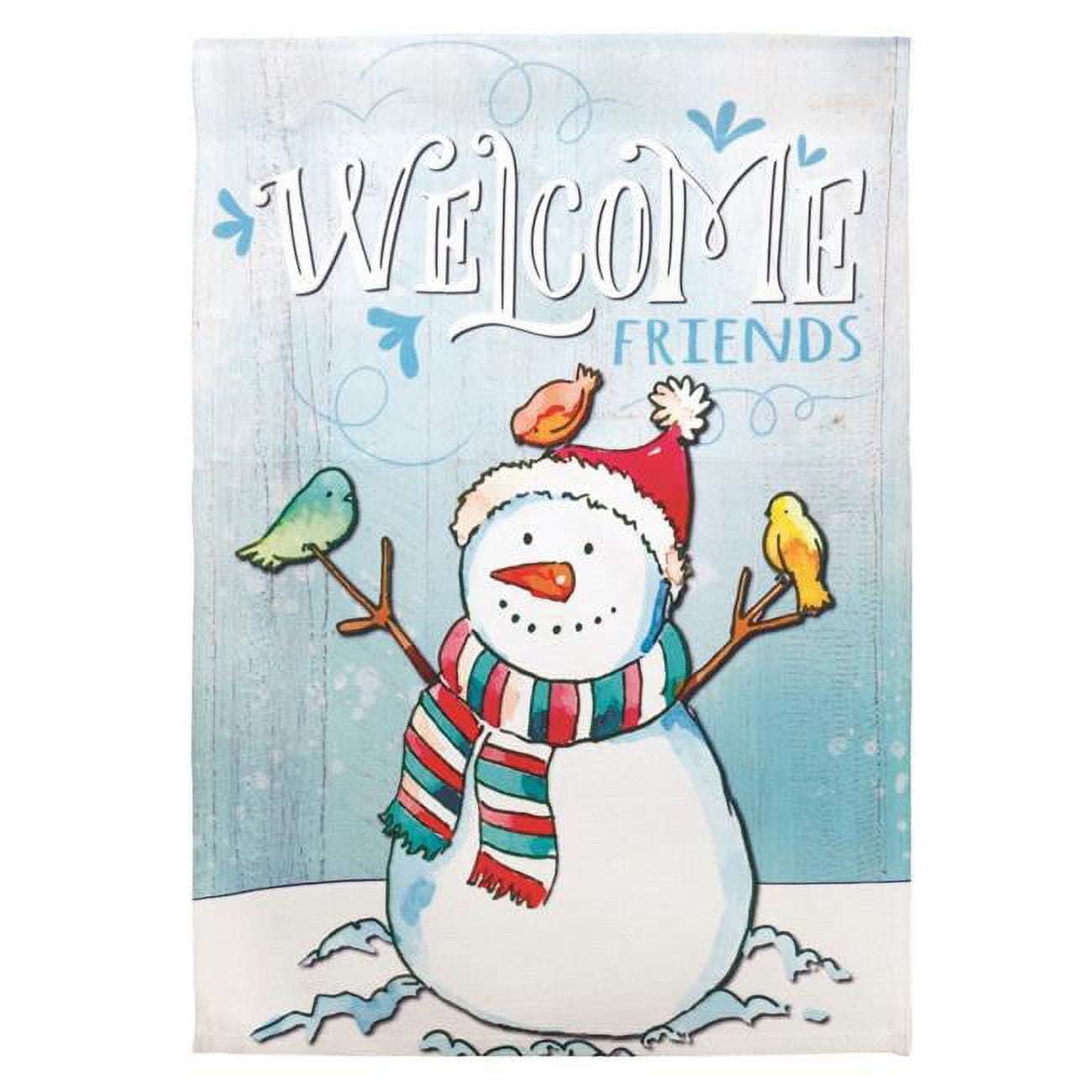 30 x 44 in. Print Welcome Friends Snowman Polyester Garden Flag - Large