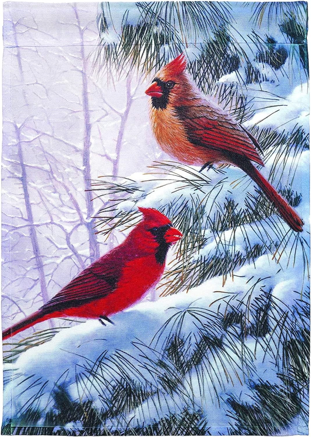 13 x 18 in. Print Winter Song Birds Polyester Garden Flag