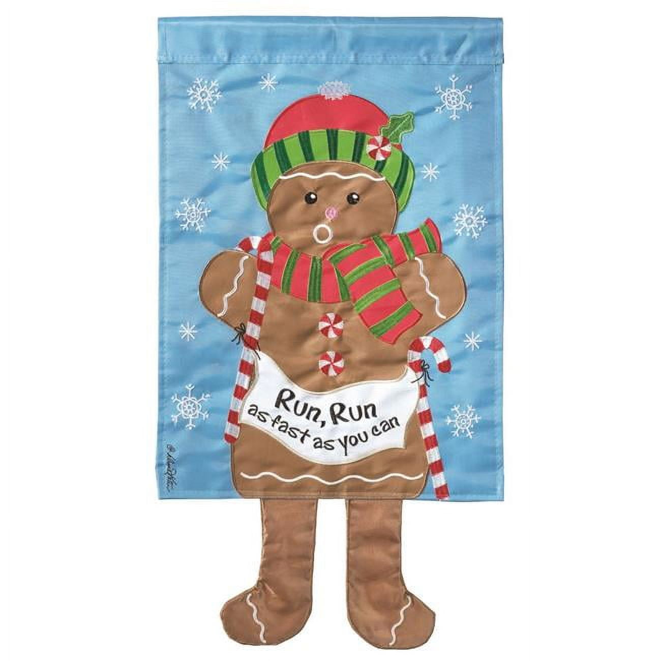 30 x 44 in. Double Applique Gingerbread Man Polyester Garden Flag