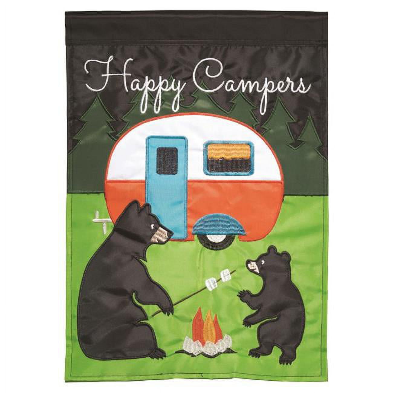 29 x 42 in. Camper Bears Large Double Applique Garden Flag