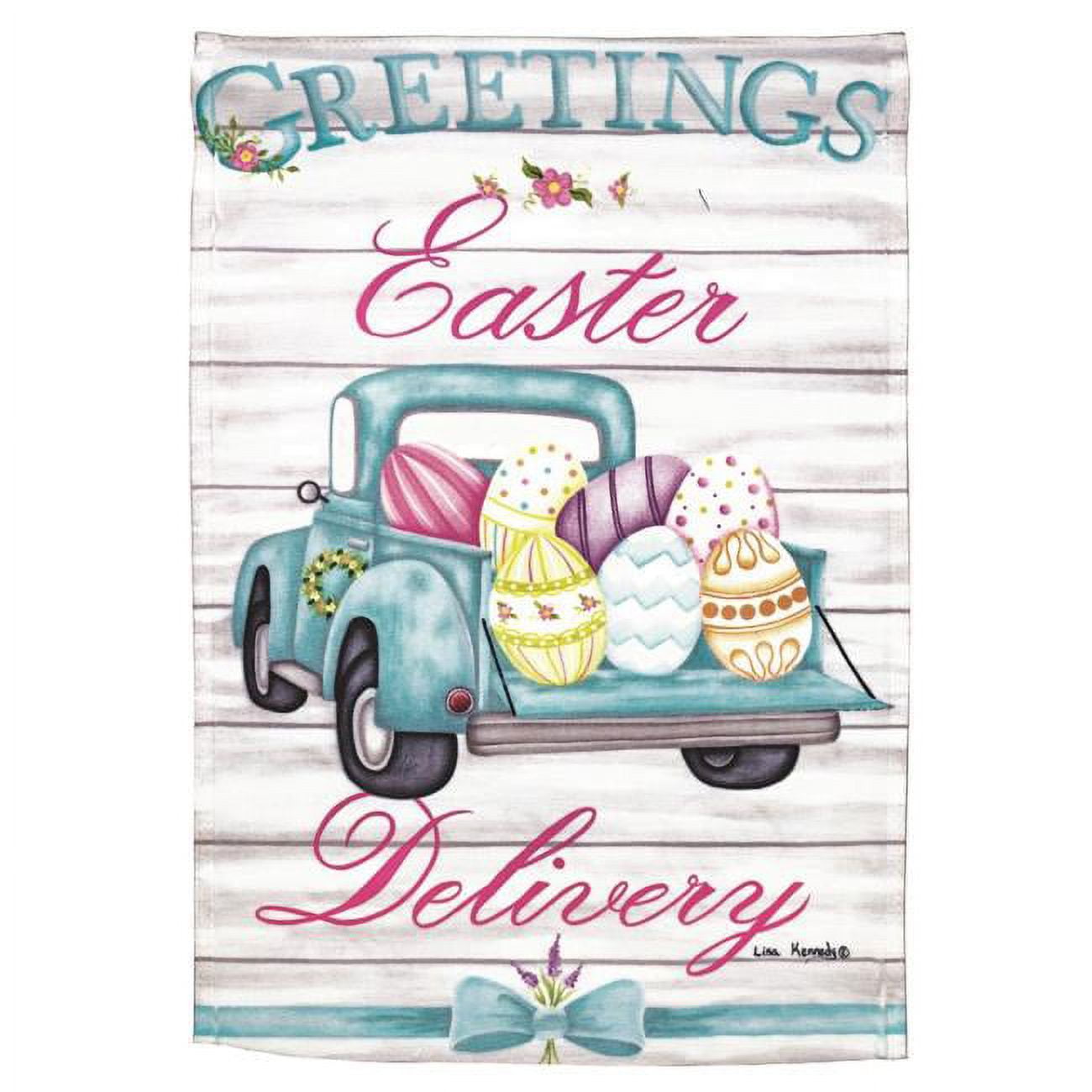 13 x 18 in. Print Easter Delivery Truck Polyester Garden Flag