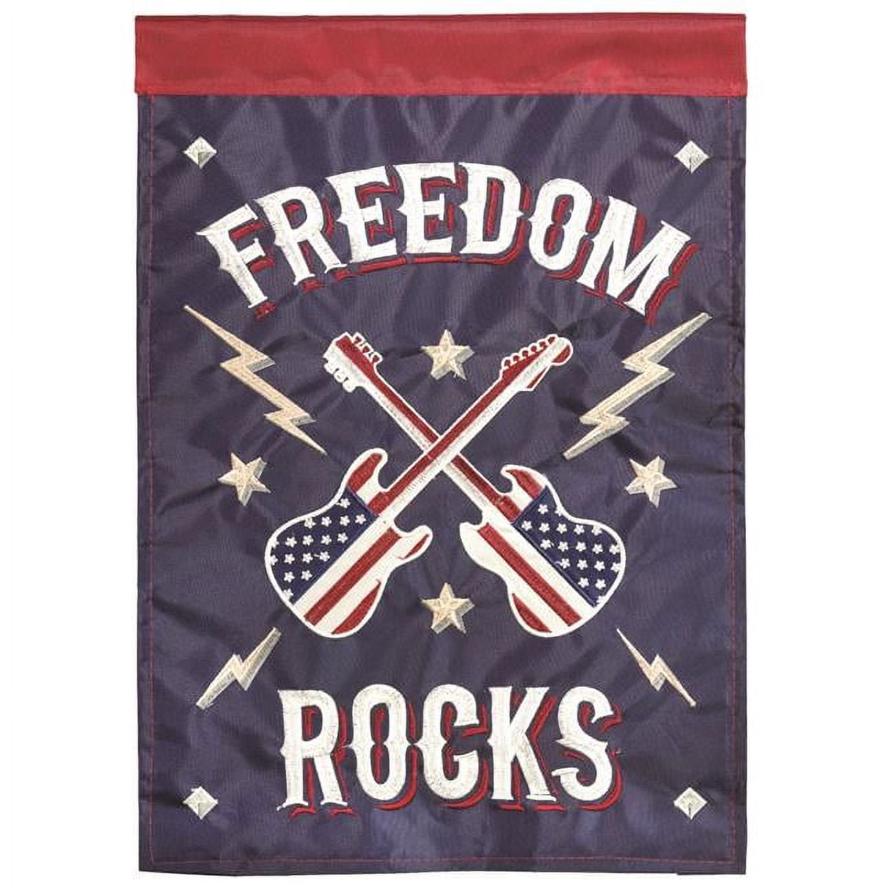 13 x 18 in. Double Applique Freedom Rocks Polyester Garden Flag