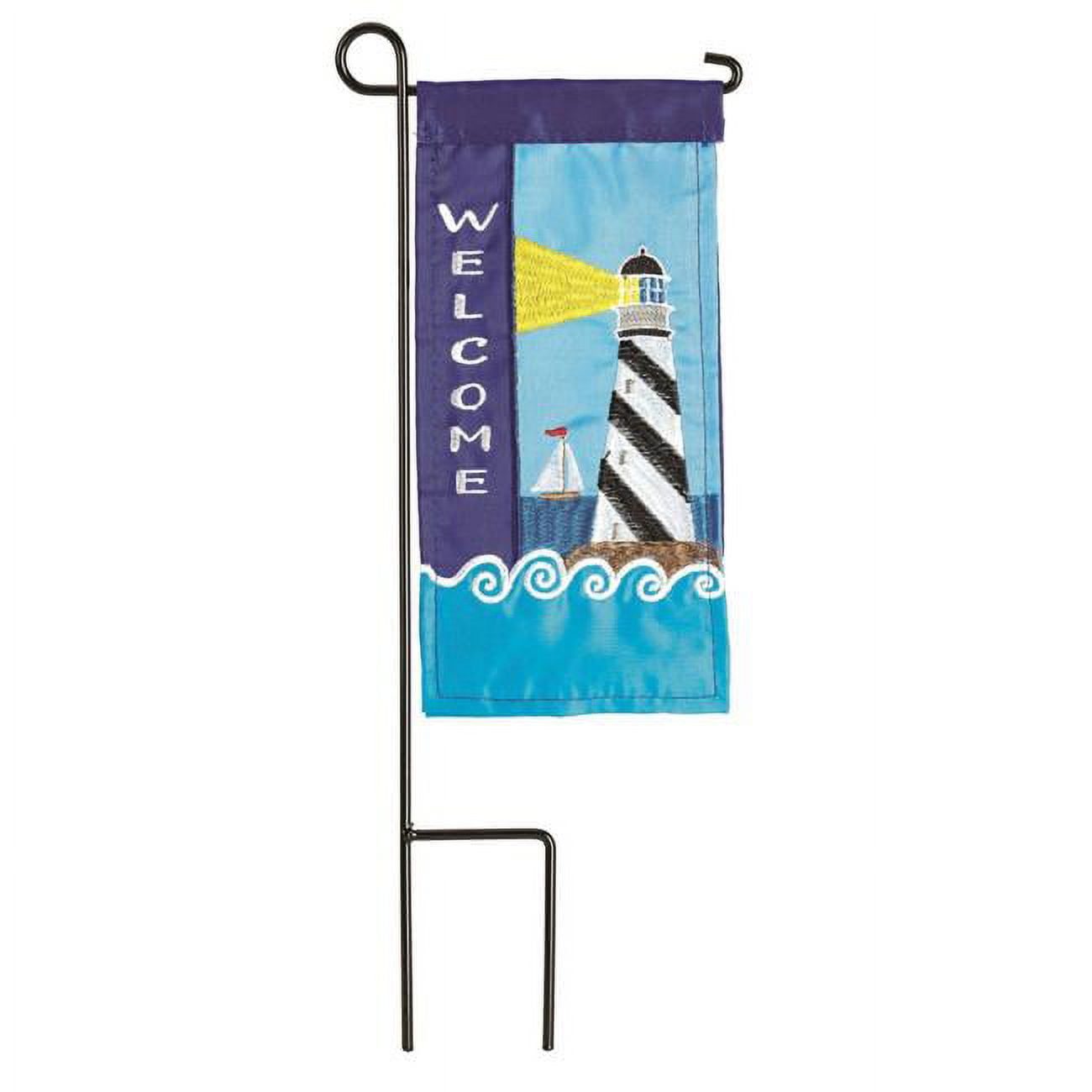 4 x 8.5 in. Double Applique Lighthouse Welcome Polyester Mini Garden Flag