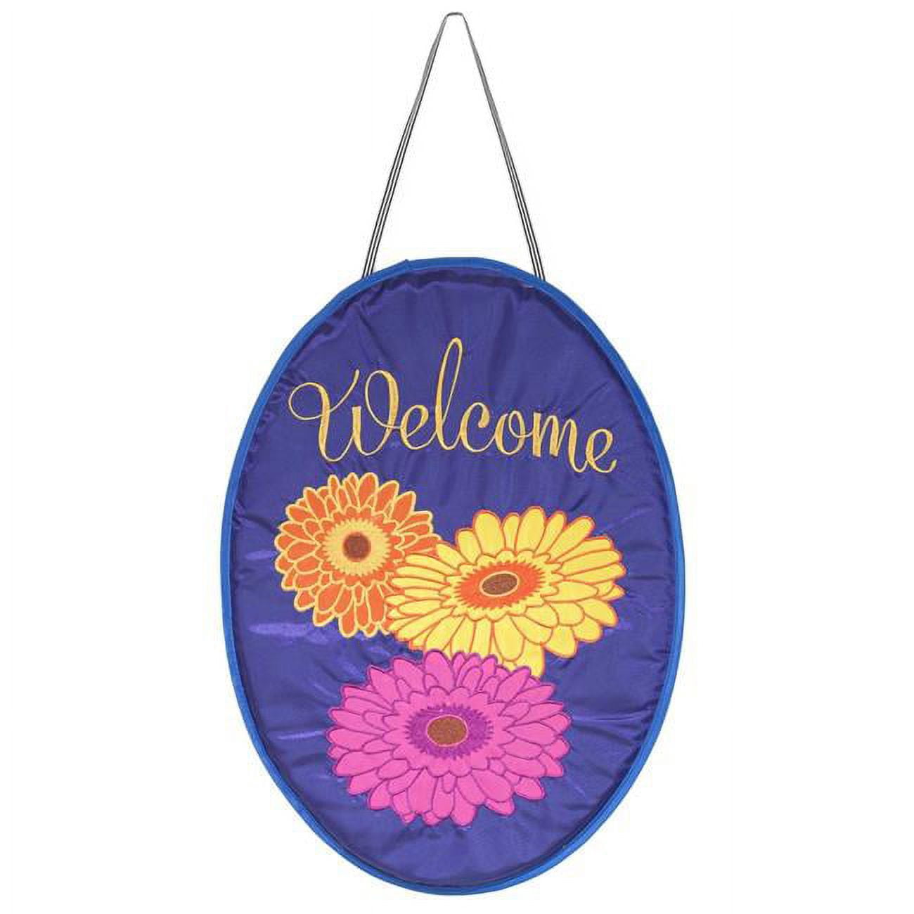 M300089 30 x 44 in. Door Bann Gerber Daisy Welcome Polyester Double Applique Garden Flag
