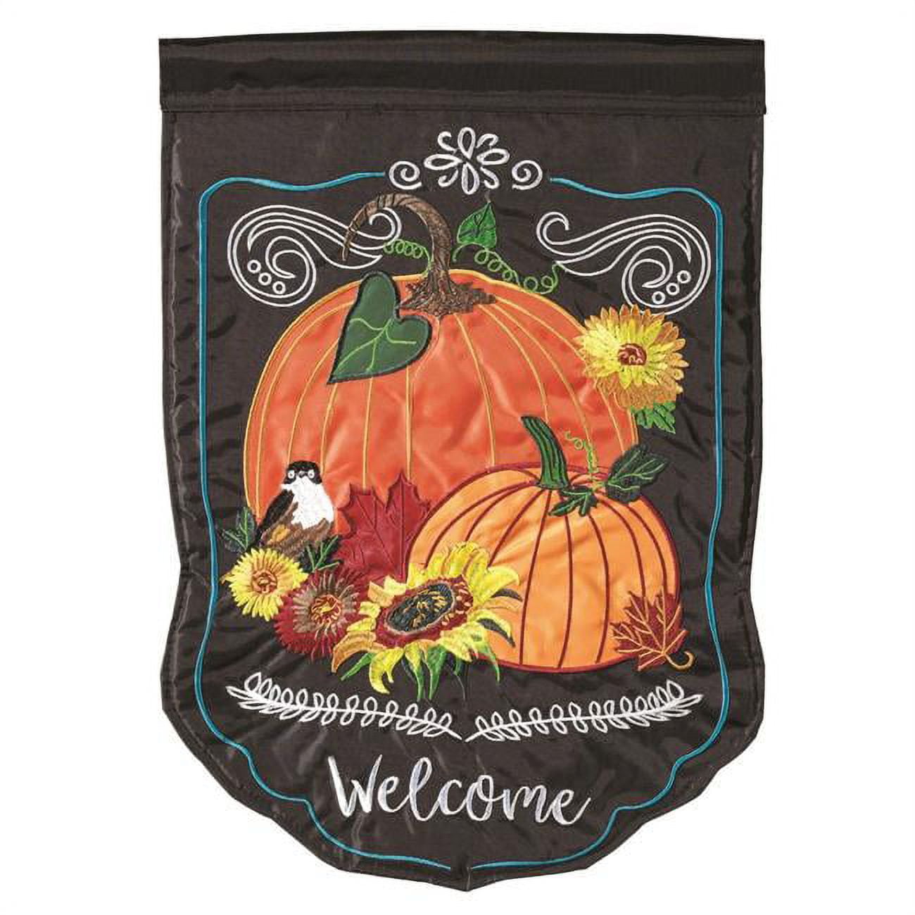 13 x 18 in. Double Applique Pumpkins Welcome Garden Flag