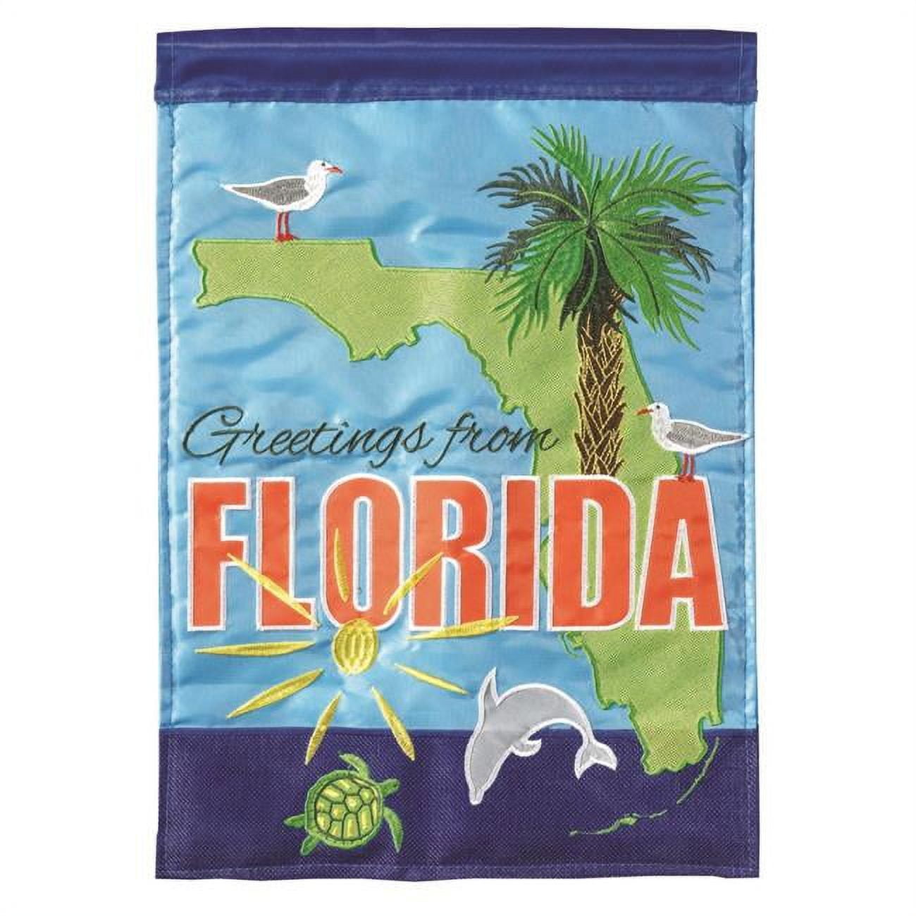 29 x 42 in. Double Applique Florida State Greetings Garden Flag - Large