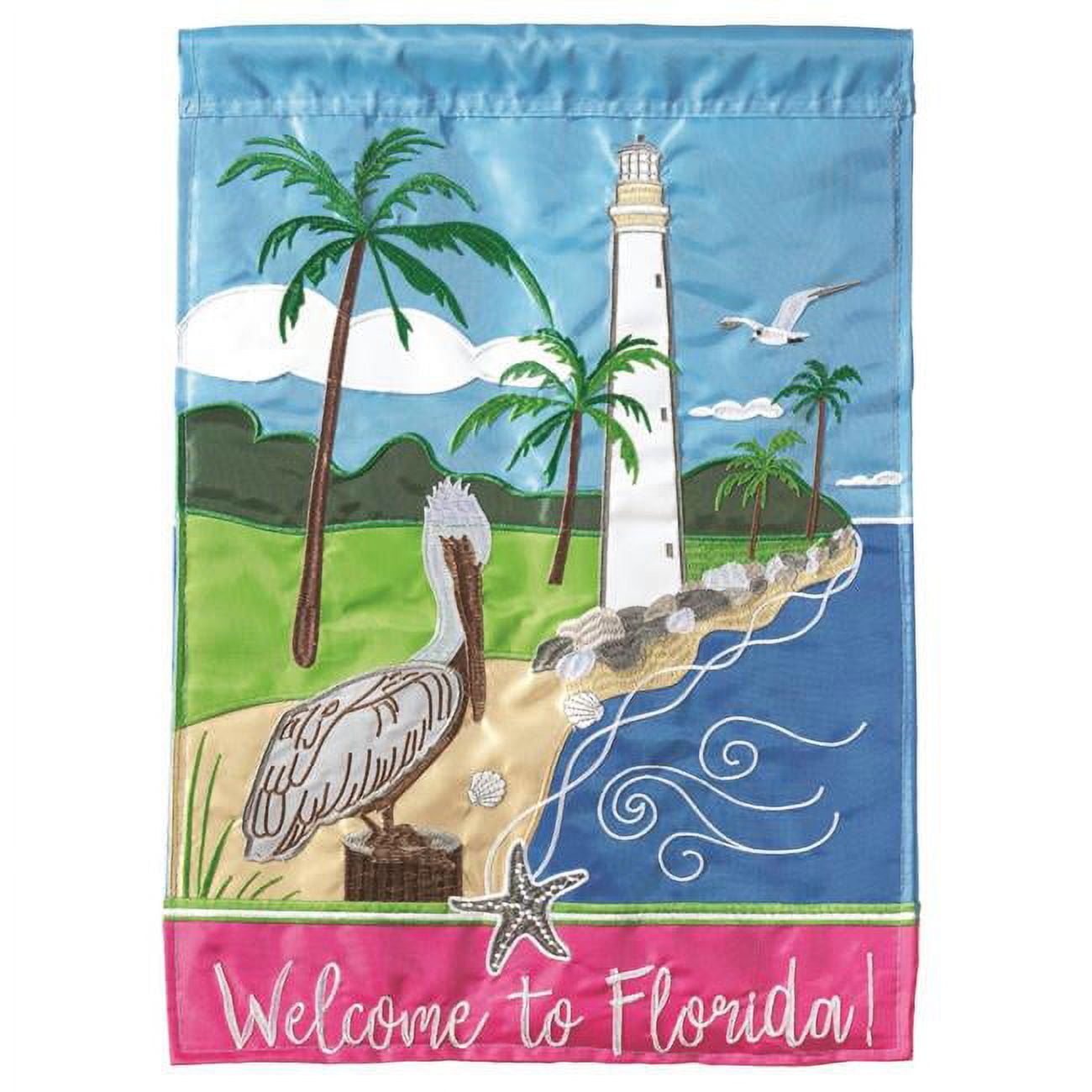 13 x 18 in. Double Applique A Florida Lighthouse Garden Flag