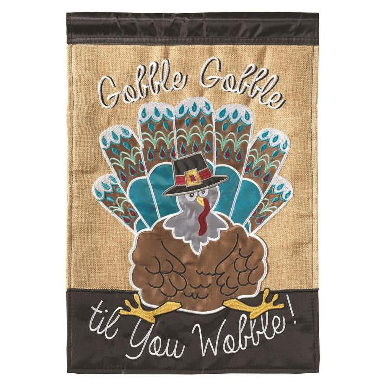 13 x 18 in. Double Applique Turkey Burlap Garden Flag