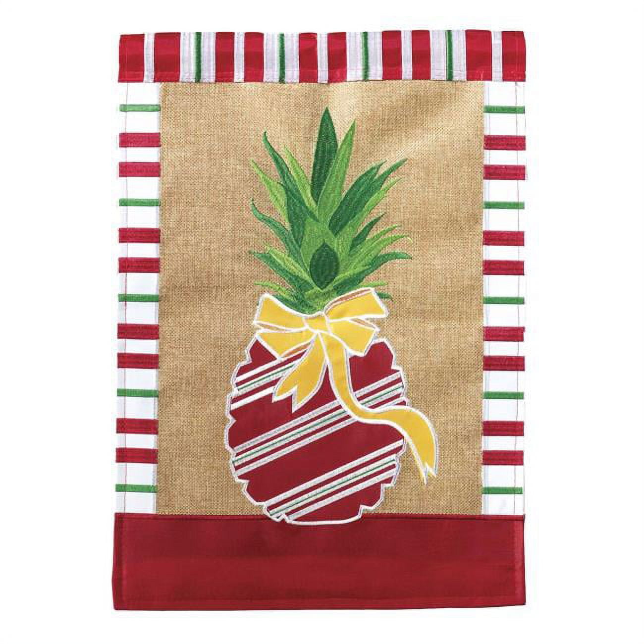 13 x 18 in. Double Applique Custom Pineapple Burlap Garden Flag
