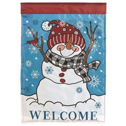 29 x 42 in. Snowman Welcome Double Applique Garden Flag - Large