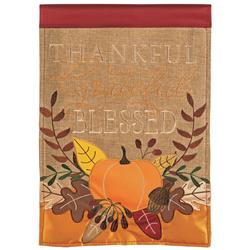 M011415 13 x 18 in. Thankful Grateful Blessed Double Applique Garden Flag