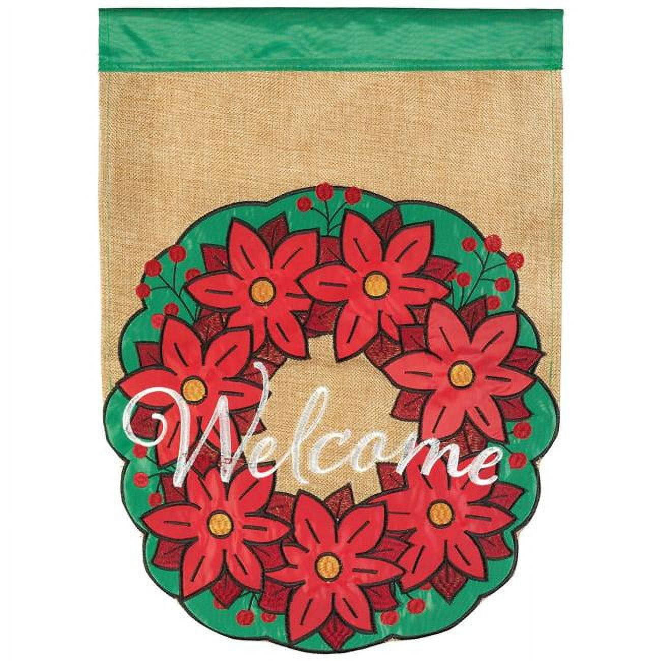 29 x 42 in. Welcome Christmas Wreath Polyester Flag - Large