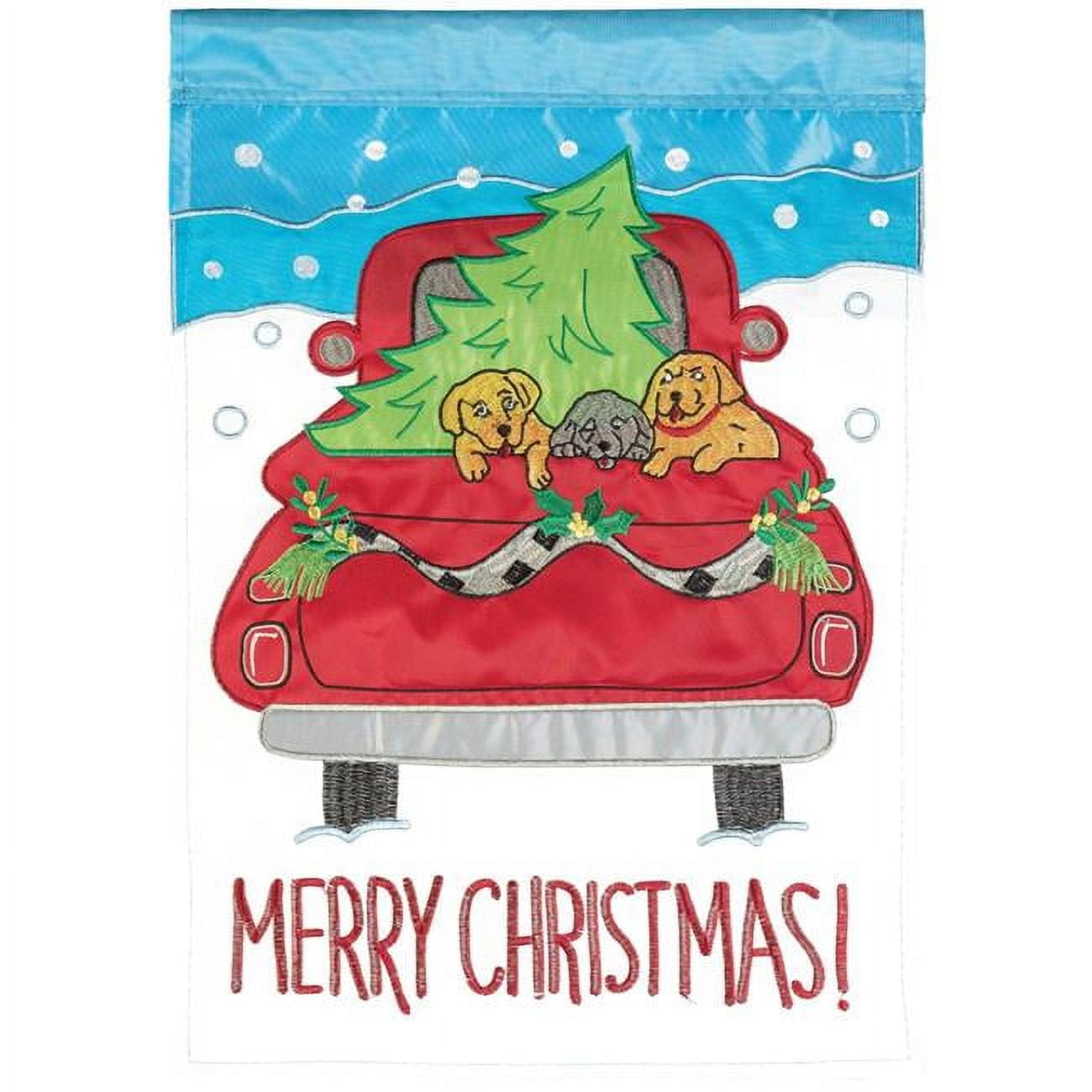 29 x 42 in. Merry Christmas Truck Polyester Flag - Large