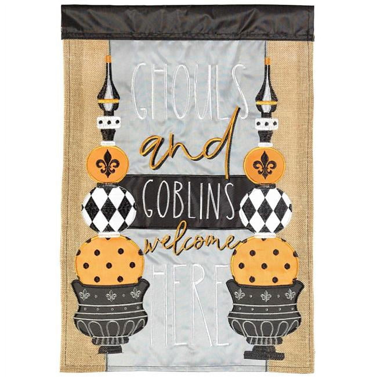 30 x 44 in. Ghouls & Goblins Welcome Fleur De Lis Garden Flag - Large