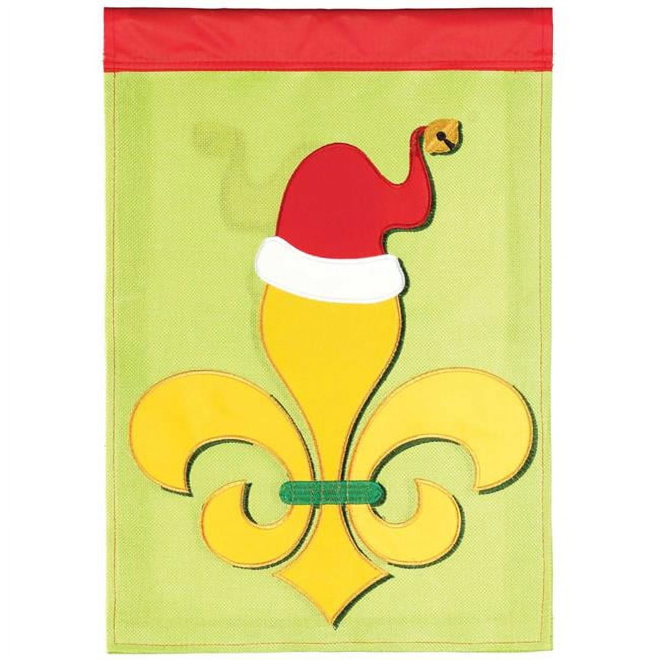 29 x 42 in. Fleur De Lis Santa Hat Burlap Garden Flag - Large