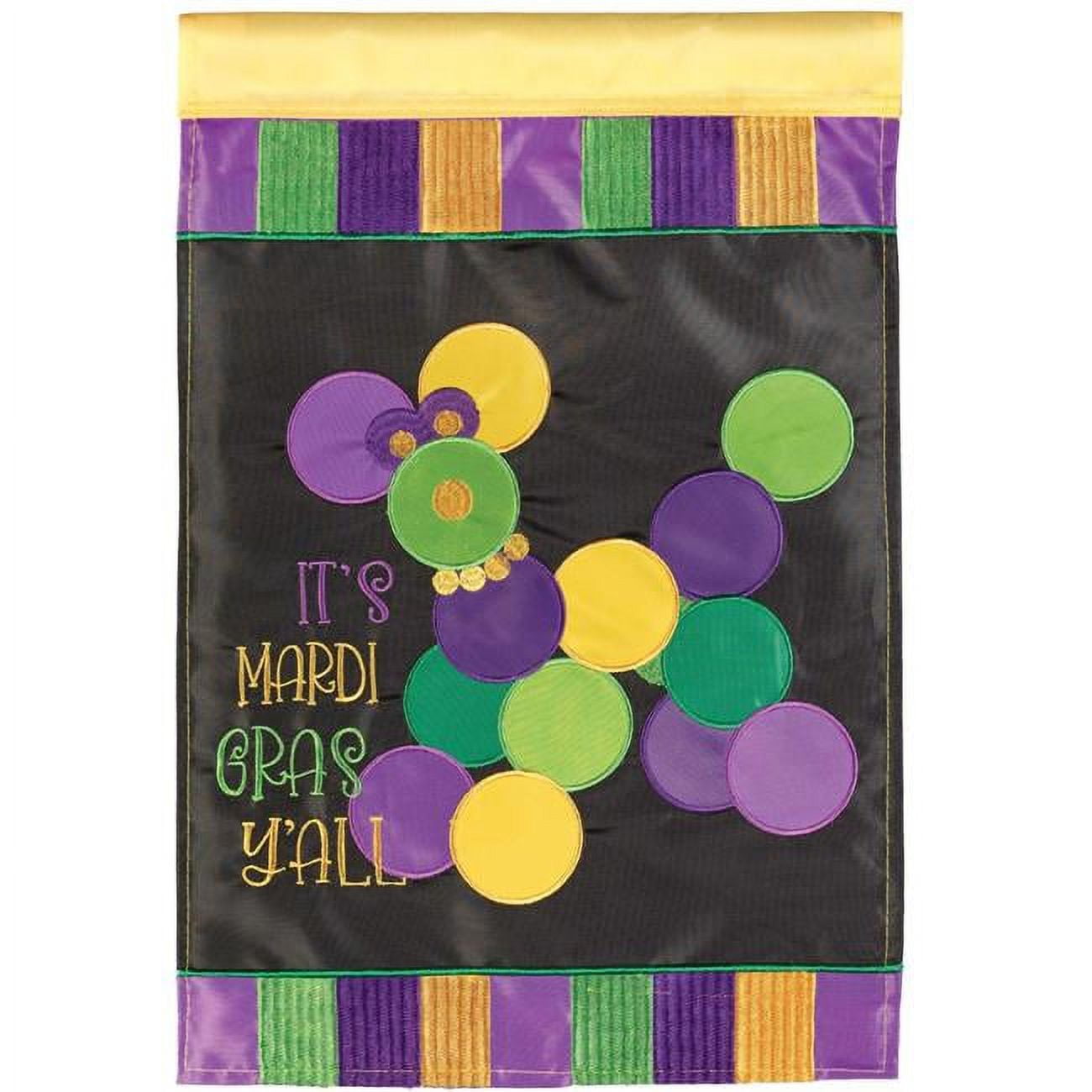 30 x 44 in. Mardi Gras Bead Dog Polyester Flag - Large