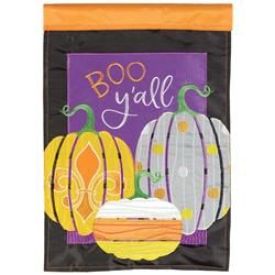 M011660 13 x 18 in. Boo Y All Pumpkins Fleur De Lis Polyester Garden Flag