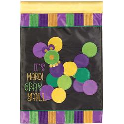 13 x 18 in. Mardi Gras Bead Dog Garden Flag