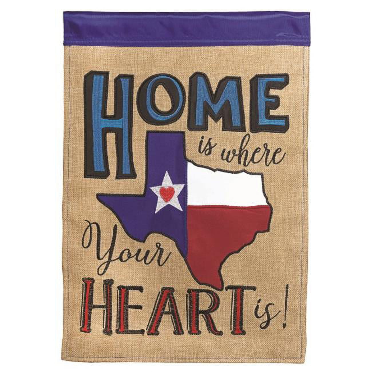 29 x 42 in. Texas Heart Double Applique Garden Flag - Large