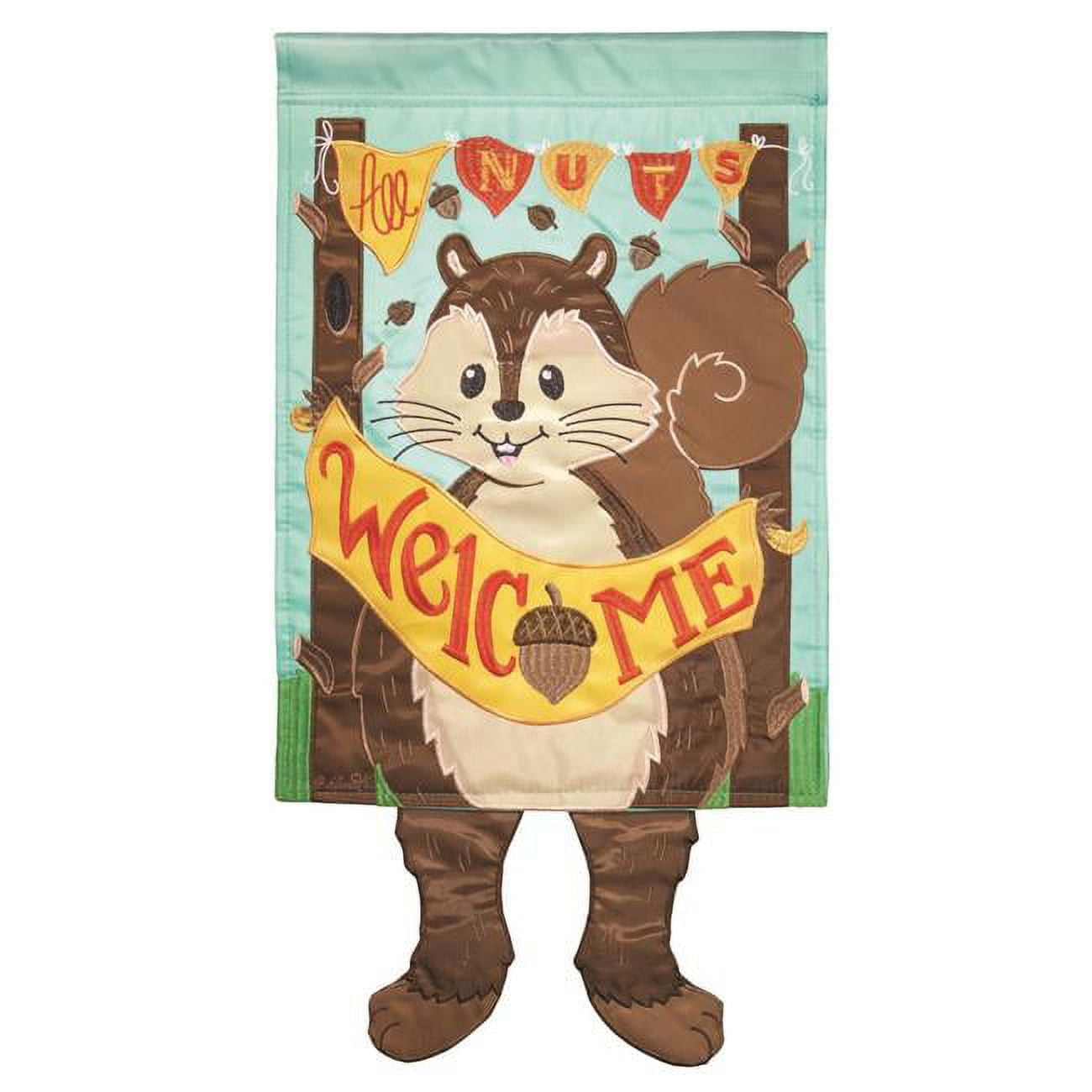 13 x 18 in. Squirrel All Nuts Applique Garden Flag