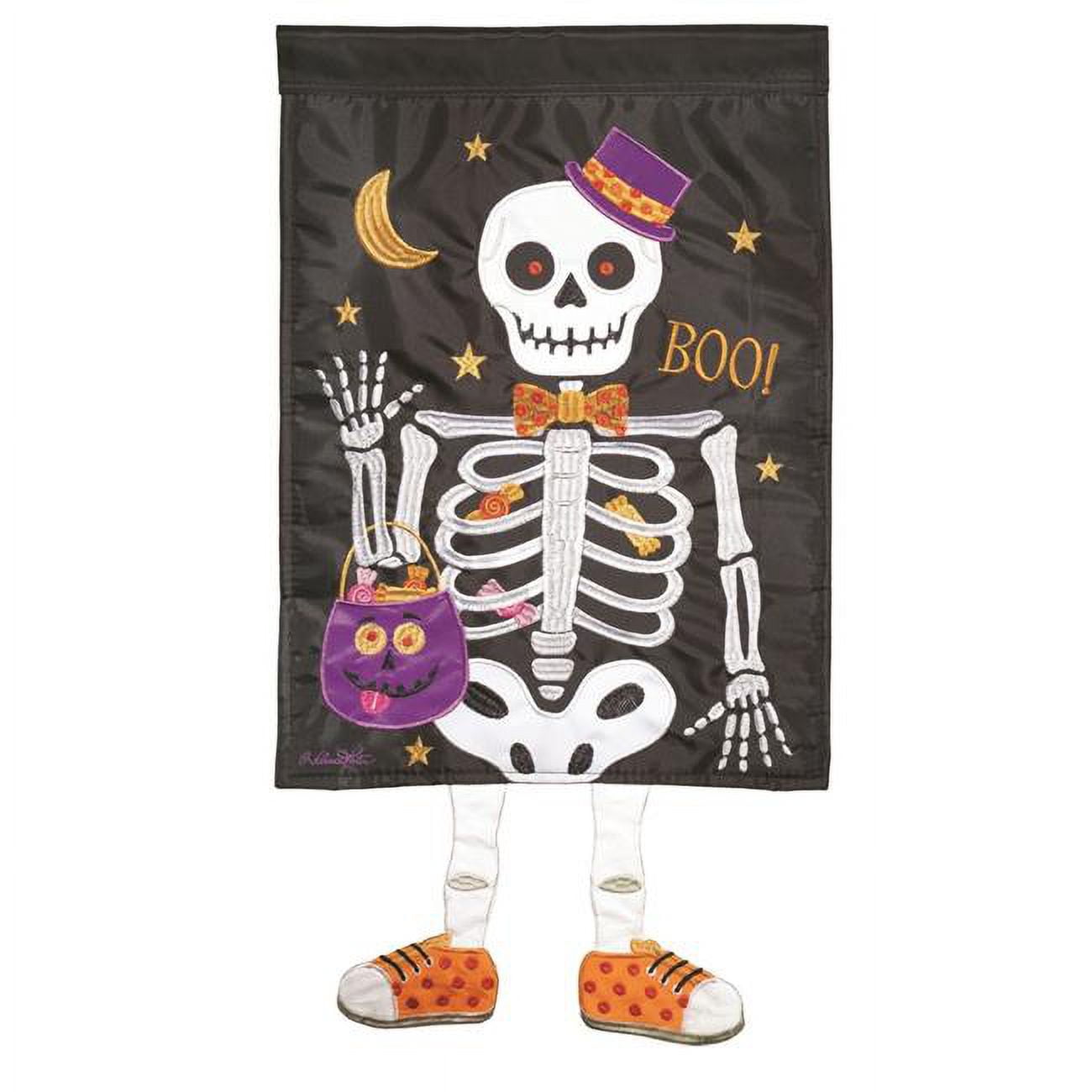 13 x 18 in. Halloween Skeleton Legs Applique Flag