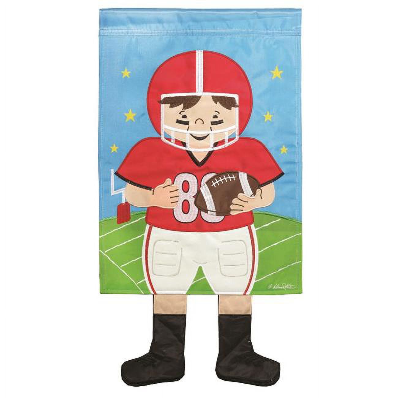 M011276 13 x 18 in. Football Red & Black Applique Garden Flag