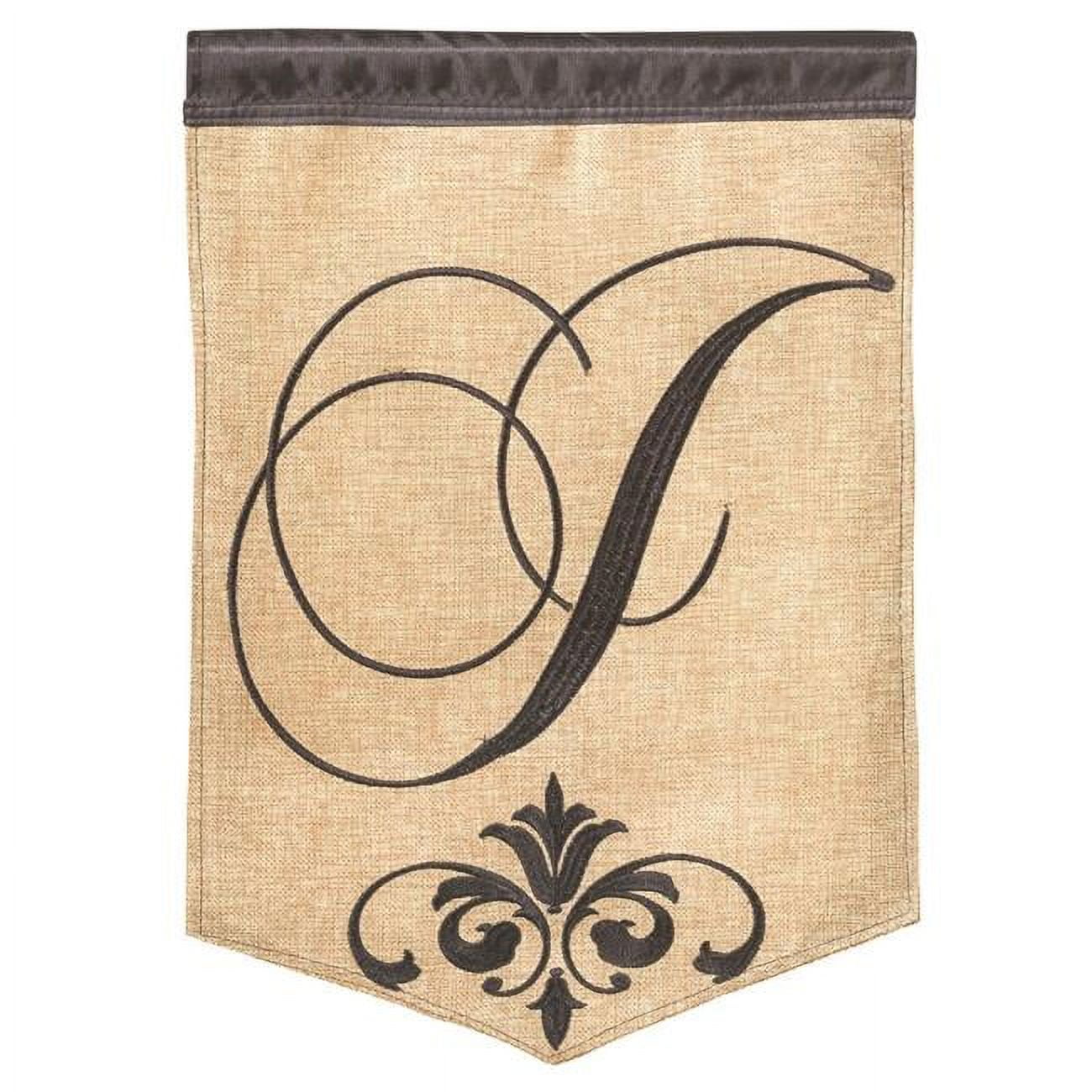 13 x 18 in. Double Applique Monogram J Burlap Garden Flag