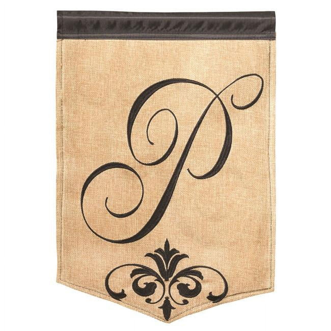 13 x 18 in. Double Applique Monogram P Burlap Garden Flag