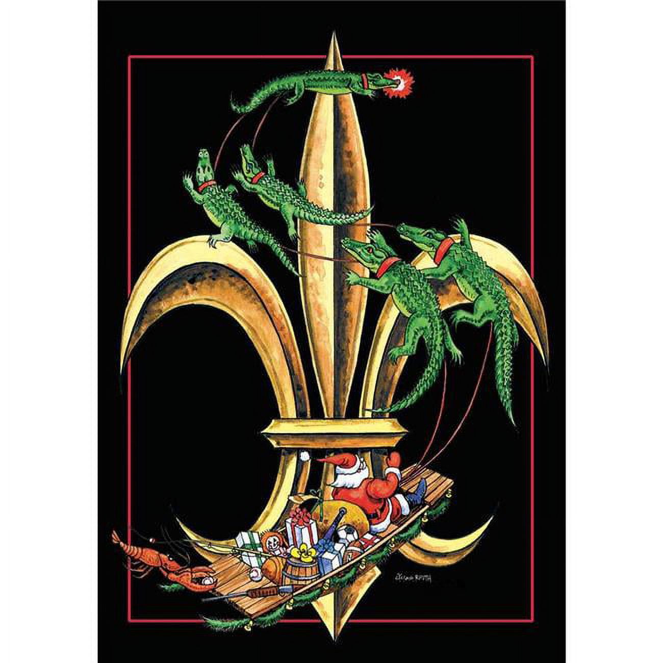 29 x 42 in. Large Santa Preeminence Flag with Fleur-De-Lis
