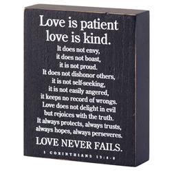 TPLK34-288 LOVE IS PATIENT TABLETOP PLAQUE