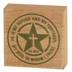 Picture of Dicksons TPLK33-117 Psalm 91:2 Tabletop Wood Block Plaque