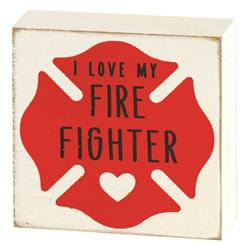 Picture of Dicksons TPLK33-112 I Love My Firefighter Wood Plaque 3&apos;x3&apos;